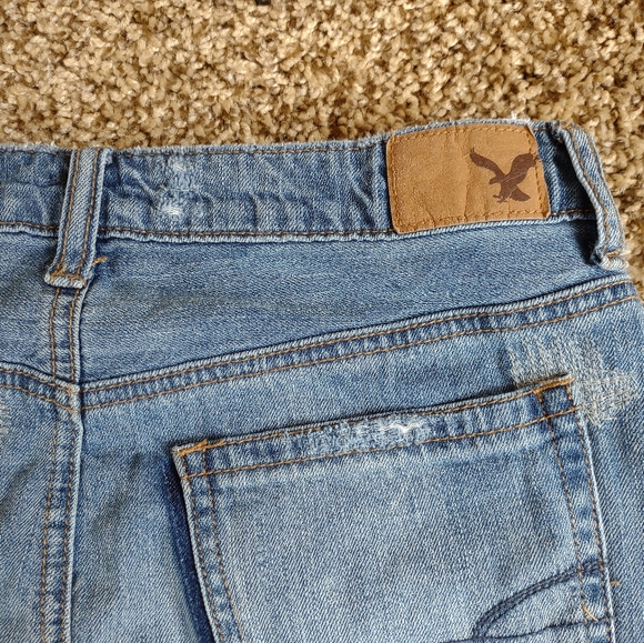 American Eagle Button Fly Distressed Denim Jean Skirt Size 4 - Picture 4 of 8